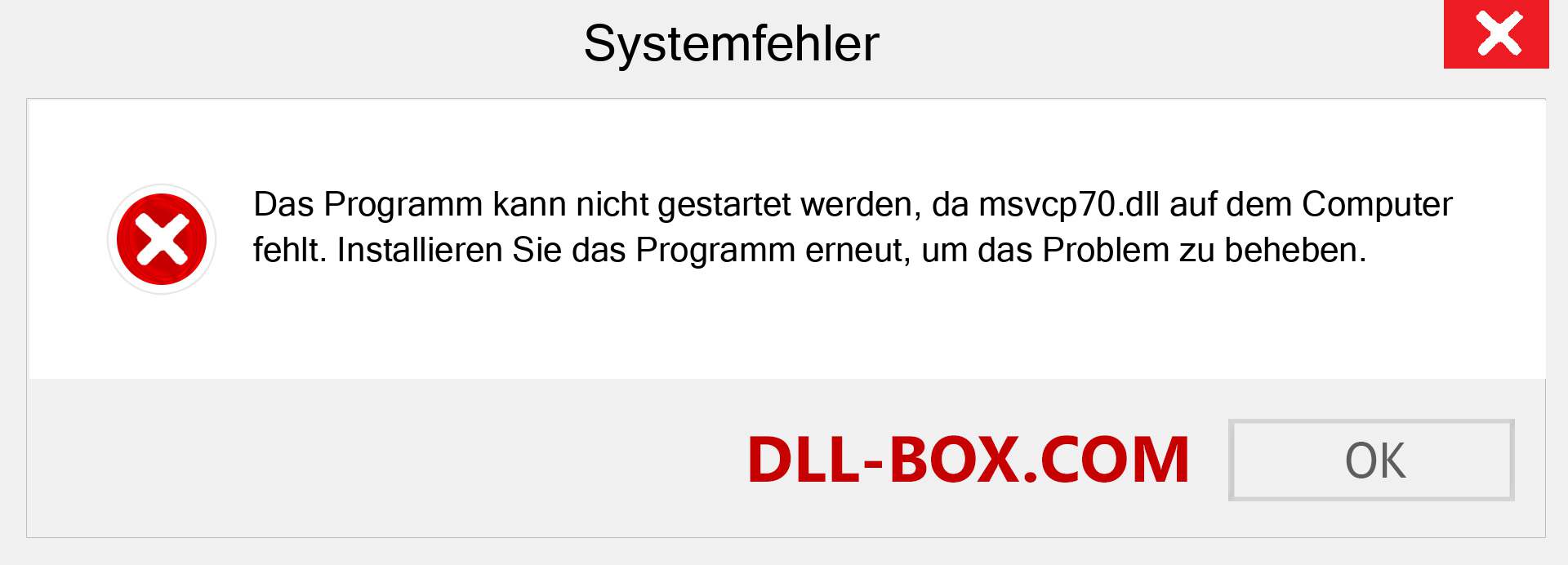 msvcp70.dll-Datei fehlt?. Download für Windows 7, 8, 10 - Fix msvcp70 dll Missing Error unter Windows, Fotos, Bildern